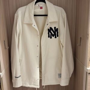 Mitchell & Ness nwot NY Yankees Cream Corduroy Jacket with large
